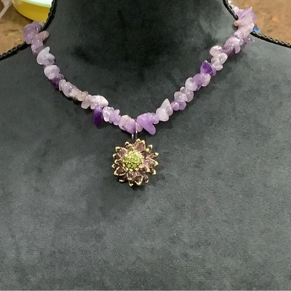 Heidi Daus Purple & Gold Floral Pendant - Picture 4 of 5